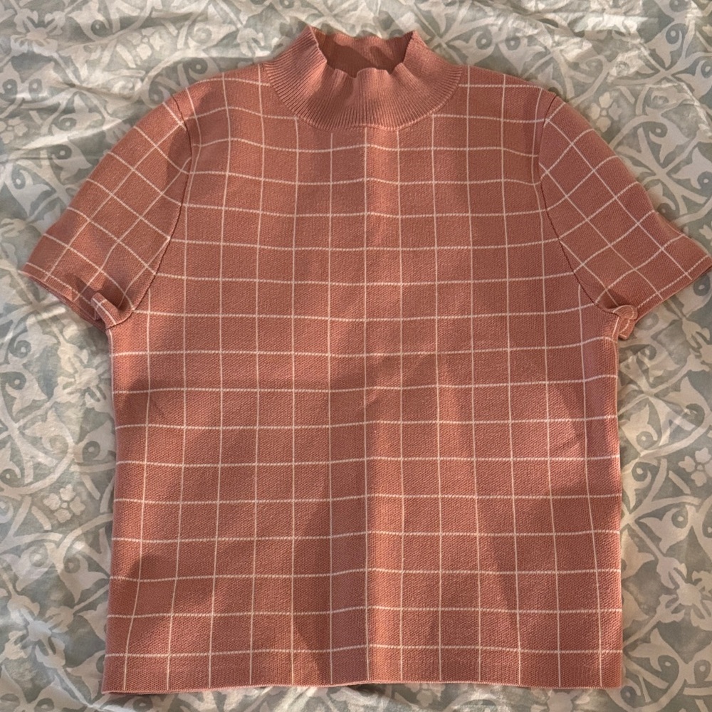 Maeve Pink Checkered Knit Top